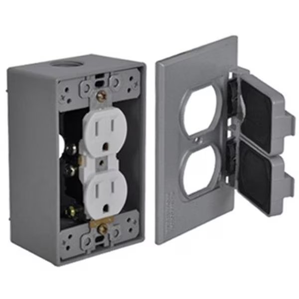 Hubbell Electrical FCD35 Duplex Outlet Kit; Gray, Hubbell, Mfr#: 750213
